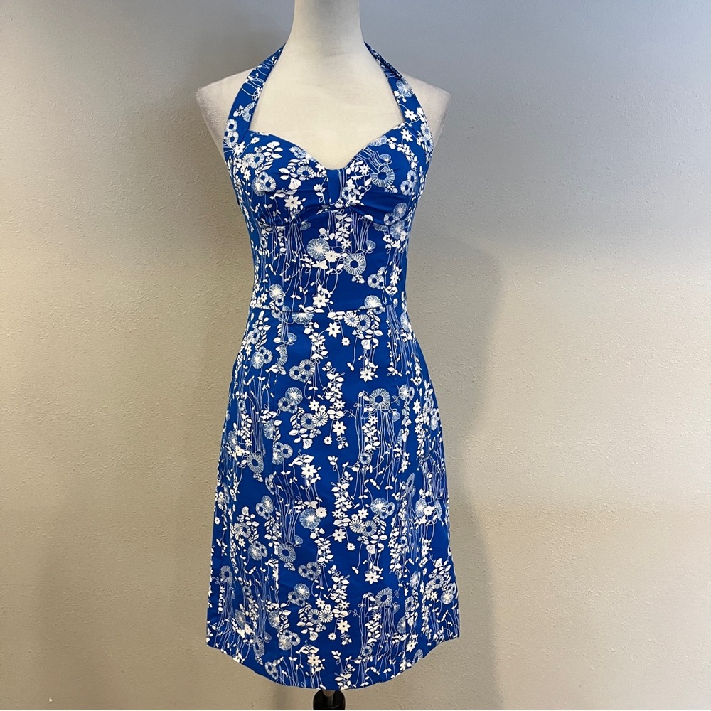 Ruby Rox Floral Blue‎ Halter mini Dress size 3